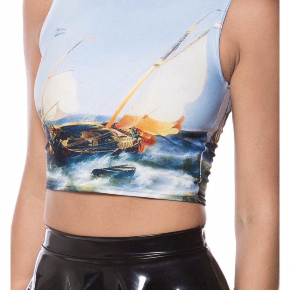 Blackmilk Nautical Boat Print Crop Top